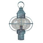 Onion 120V Outdoor Post Light - Verdi Gris / Clear Seedy