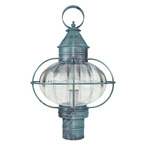 Onion 120V Outdoor Post Light - Verdi Gris / Clear Optic Glass