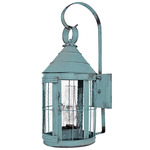 Heal Outdoor Wall Sconce w/ Chimney - Verdi Gris / Clear Seedy