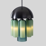 Crown Chandelier - Dark Oxidized / Pastel Green / Pine Tree Green