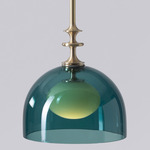 Elizabeth I Pendant - Brushed Brass / Pastel Green / Pine Tree Green