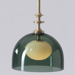 Elizabeth I Pendant - Brushed Brass / White / Smoke