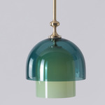 Elizabeth II Pendant - Brushed Brass / Pastel Green / Pine Tree Green