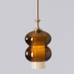 Prince Pendant - Brushed Brass / Light Beige / Olivin