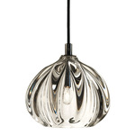 Thick Barnacle Urchin Pendant With Clear Glass - Polished Nickel / Black Cloth