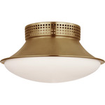 Precision Wide Bulb Ceiling Flush Light - Antique Burnished Brass / White