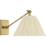 Wimberley Swing Arm Wall Light - Soft Brass / Silk Pleated