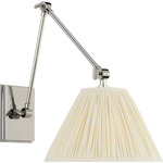 Wimberley Double Swing Arm Wall Light - Polished Nickel / Silk Pleated