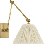 Wimberley Double Swing Arm Wall Light - Soft Brass / Silk Pleated