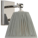 Wimberley Bedside Adjustable Wall Light - Polished Nickel / Blue Linen Pleated