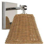 Wimberley Bedside Adjustable Wall Light - Polished Nickel / Natural Wicker