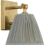 Wimberley Bedside Adjustable Wall Light - Soft Brass / Blue Linen Pleated