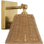 Wimberley Bedside Adjustable Wall Light - Soft Brass / Natural Wicker