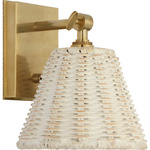 Wimberley Bedside Adjustable Wall Light - Soft Brass / White Wicker
