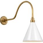 Academy Outdoor Flynn Savannah Conical Wall Light - Hand-Rubbed Antique Brass / White