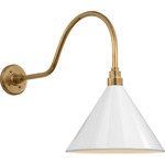 Academy Outdoor Flynn Savannah Conical Wall Light - Hand-Rubbed Antique Brass / White