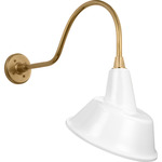Academy Outdoor Flynn Tilted Bowers Shade Wall Light - Hand-Rubbed Antique Brass / White