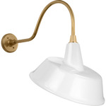 Academy Outdoor Flynn Tilted Bowers Shade Wall Light - Hand-Rubbed Antique Brass / White