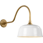 Academy Outdoor Flynn Rockhouse Shade Wall Light - Hand-Rubbed Antique Brass / White