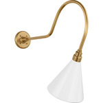 Academy Outdoor Angled Flynn Savannah Conical Wall Light - Hand-Rubbed Antique Brass / White
