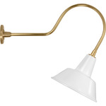 Academy Outdoor Angled Flynn Bowers Shade Wall Light - Hand-Rubbed Antique Brass / White