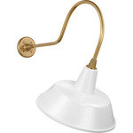Academy Outdoor Angled Flynn Bowers Shade Wall Light - Hand-Rubbed Antique Brass / White