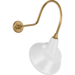 Academy Outdoor Angled Flynn Tilted Bowers Shade Wall Light - Hand-Rubbed Antique Brass / White