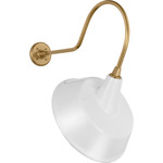 Academy Outdoor Angled Flynn Tilted Bowers Shade Wall Light - Hand-Rubbed Antique Brass / White