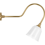 Academy Outdoor Angled Flynn Sm Rockhouse Shade Wall Light - Hand-Rubbed Antique Brass / White