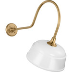 Academy Outdoor Angled Flynn Rockhouse Shade Wall Light - Hand-Rubbed Antique Brass / White
