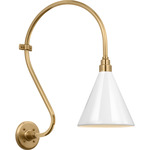 Academy Outdoor Larrabee Savannah Conical Wall Light - Hand-Rubbed Antique Brass / White