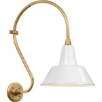 Academy Outdoor Larrabee Bowers Shade Wall Light - Hand-Rubbed Antique Brass / White