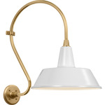 Academy Outdoor Larrabee Bowers Shade Wall Light - Hand-Rubbed Antique Brass / White