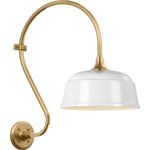 Academy Outdoor Larrabee Rockhouse Shade Wall Light - Hand-Rubbed Antique Brass / White