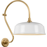 Academy Outdoor Larrabee Rockhouse Shade Wall Light - Hand-Rubbed Antique Brass / White