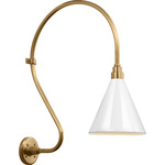 Academy Outdoor Larrabee 27in Savannah Conical Wall Light - Hand-Rubbed Antique Brass / White