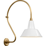 Academy Outdoor Larrabee 27in Bowers Shade Wall Light - Hand-Rubbed Antique Brass / White