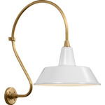 Academy Outdoor Larrabee 27in Bowers Shade Wall Light - Hand-Rubbed Antique Brass / White
