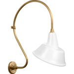 Academy Outdoor Larrabee 27in Tilted Bowers Shade Wall Light - Hand-Rubbed Antique Brass / White
