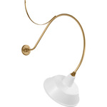 Academy Outdoor Anchored Larrabee 36in Bowers Wall Light - Hand-Rubbed Antique Brass / White
