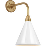 Academy Outdoor Rex Barn Savannah Conical Wall Light - Hand-Rubbed Antique Brass / White