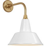 Academy Outdoor Rex Barn Bowers Shade Wall Light - Hand-Rubbed Antique Brass / White