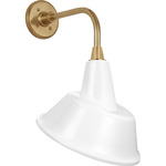 Academy Outdoor Rex Barn Tilt Bowers Shade Wall Light - Hand-Rubbed Antique Brass / White
