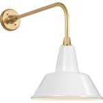 Academy Outdoor Rex Bowers Shade Wall Light - Hand-Rubbed Antique Brass / White