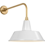Academy Outdoor Rex Bowers Shade Wall Light - Hand-Rubbed Antique Brass / White