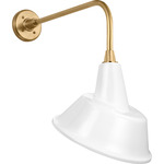 Academy Outdoor Rex Tilted Bowers Shade Wall Light - Hand-Rubbed Antique Brass / White