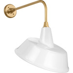 Academy Outdoor Rex Tilted Bowers Shade Wall Light - Hand-Rubbed Antique Brass / White