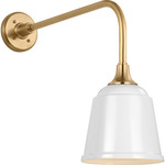 Academy Outdoor Rex Small Rockhouse Shade Wall Light - Hand-Rubbed Antique Brass / White