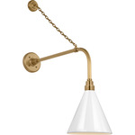 Academy Outdoor Anchored Rex Savannah Conical Wall Light - Hand-Rubbed Antique Brass / White