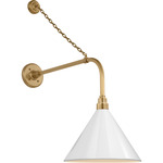 Academy Outdoor Anchored Rex Savannah Conical Wall Light - Hand-Rubbed Antique Brass / White